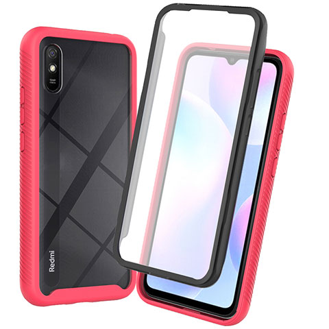 Silikon Schutzhülle Rahmen Tasche Hülle Durchsichtig Transparent 360 Grad Ganzkörper ZJ3 für Xiaomi Redmi 9A Pink