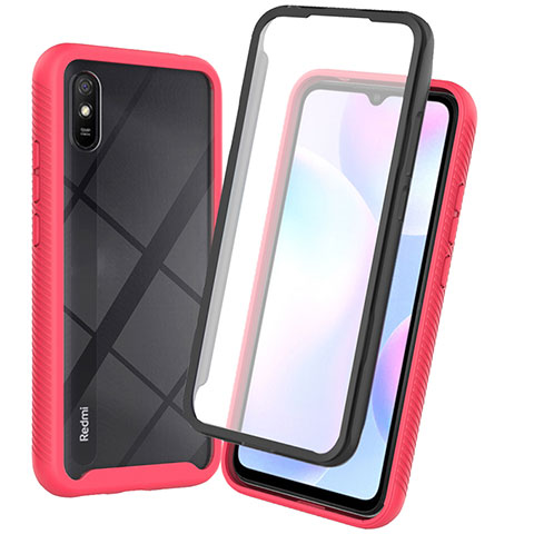 Silikon Schutzhülle Rahmen Tasche Hülle Durchsichtig Transparent 360 Grad Ganzkörper ZJ3 für Xiaomi Redmi 9i Pink