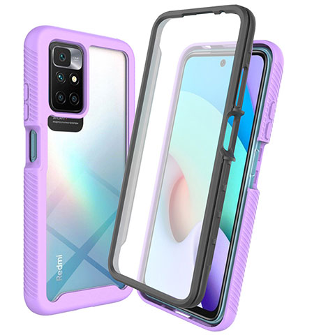 Silikon Schutzhülle Rahmen Tasche Hülle Durchsichtig Transparent 360 Grad Ganzkörper ZJ3 für Xiaomi Redmi Note 11 4G (2021) Helles Lila