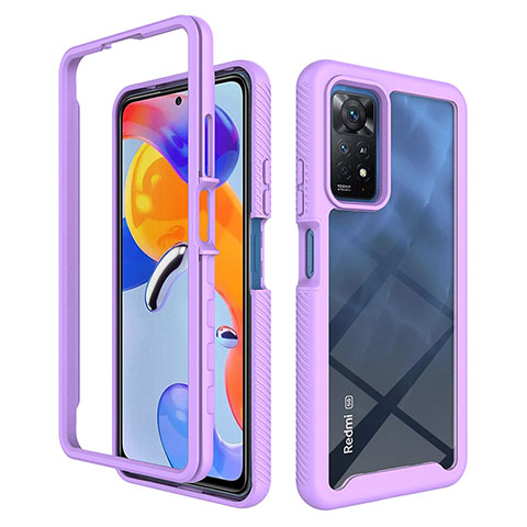 Silikon Schutzhülle Rahmen Tasche Hülle Durchsichtig Transparent 360 Grad Ganzkörper ZJ3 für Xiaomi Redmi Note 11 Pro 4G Helles Lila