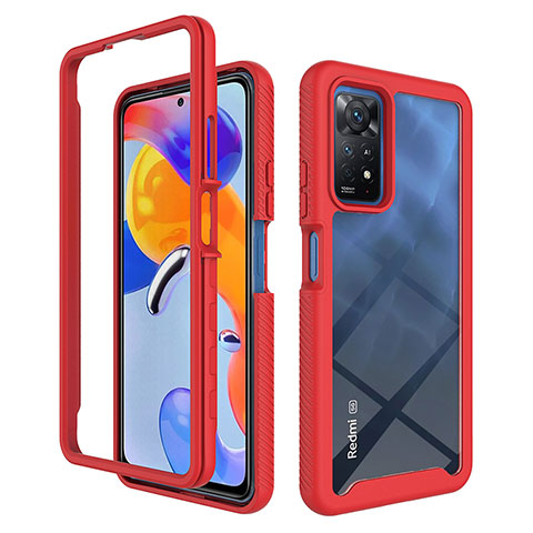 Silikon Schutzhülle Rahmen Tasche Hülle Durchsichtig Transparent 360 Grad Ganzkörper ZJ3 für Xiaomi Redmi Note 12 Pro 4G Rot