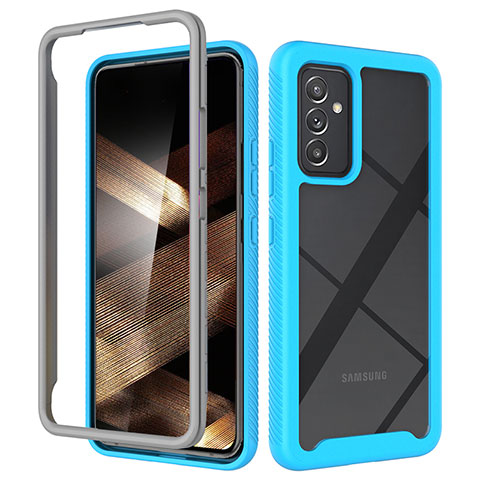 Silikon Schutzhülle Rahmen Tasche Hülle Durchsichtig Transparent 360 Grad Ganzkörper ZJ4 für Samsung Galaxy A15 4G Hellblau