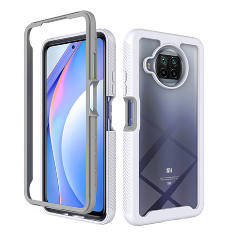 Silikon Schutzhülle Rahmen Tasche Hülle Durchsichtig Transparent 360 Grad Ganzkörper ZJ4 für Xiaomi Mi 10i 5G Weiß