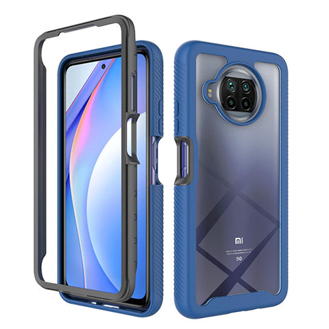 Silikon Schutzhülle Rahmen Tasche Hülle Durchsichtig Transparent 360 Grad Ganzkörper ZJ4 für Xiaomi Mi 10T Lite 5G Blau