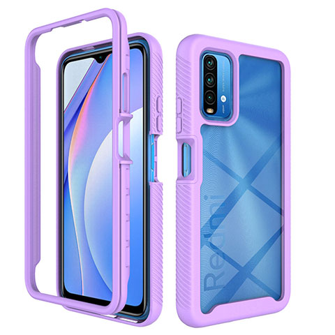 Silikon Schutzhülle Rahmen Tasche Hülle Durchsichtig Transparent 360 Grad Ganzkörper ZJ4 für Xiaomi Redmi 9 Power Helles Lila