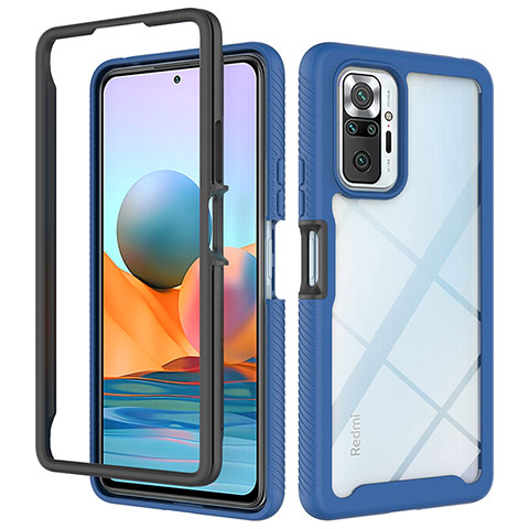 Silikon Schutzhülle Rahmen Tasche Hülle Durchsichtig Transparent 360 Grad Ganzkörper ZJ4 für Xiaomi Redmi Note 10 Pro 4G Blau