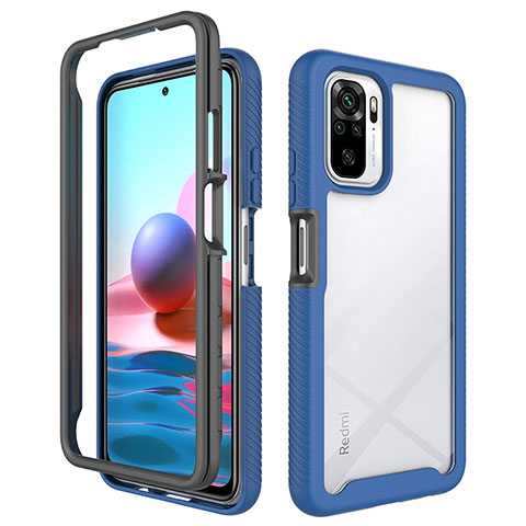 Silikon Schutzhülle Rahmen Tasche Hülle Durchsichtig Transparent 360 Grad Ganzkörper ZJ4 für Xiaomi Redmi Note 10S 4G Blau