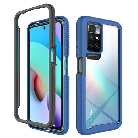 Silikon Schutzhülle Rahmen Tasche Hülle Durchsichtig Transparent 360 Grad Ganzkörper ZJ4 für Xiaomi Redmi Note 11 4G (2021) Blau