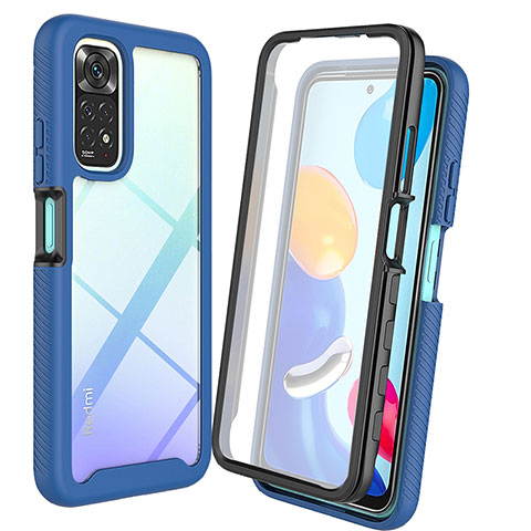 Silikon Schutzhülle Rahmen Tasche Hülle Durchsichtig Transparent 360 Grad Ganzkörper ZJ4 für Xiaomi Redmi Note 11 Pro 4G Blau