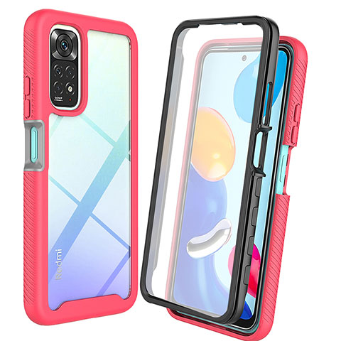 Silikon Schutzhülle Rahmen Tasche Hülle Durchsichtig Transparent 360 Grad Ganzkörper ZJ4 für Xiaomi Redmi Note 11 Pro 5G Pink