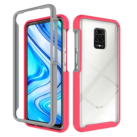 Silikon Schutzhülle Rahmen Tasche Hülle Durchsichtig Transparent 360 Grad Ganzkörper ZJ4 für Xiaomi Redmi Note 9 Pro Pink