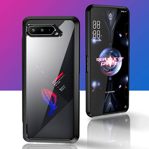 Silikon Schutzhülle Rahmen Tasche Hülle Durchsichtig Transparent 360 Grad Ganzkörper ZJ5 für Asus ROG Phone 5 Pro Schwarz