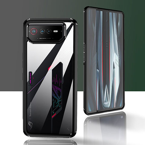 Silikon Schutzhülle Rahmen Tasche Hülle Durchsichtig Transparent 360 Grad Ganzkörper ZJ5 für Asus ROG Phone 6 Pro Schwarz