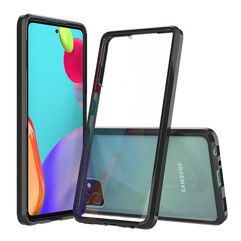 Silikon Schutzhülle Rahmen Tasche Hülle Durchsichtig Transparent 360 Grad Ganzkörper ZJ5 für Samsung Galaxy A52s 5G Schwarz