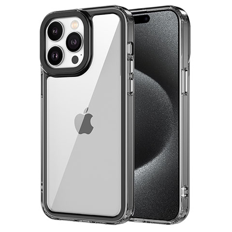 Silikon Schutzhülle Rahmen Tasche Hülle Durchsichtig Transparent AC1 für Apple iPhone 13 Pro Max Schwarz