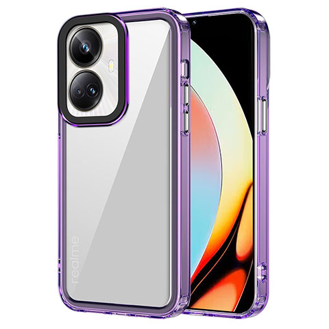 Silikon Schutzhülle Rahmen Tasche Hülle Durchsichtig Transparent AC1 für Realme 10 Pro+ Plus 5G Helles Lila