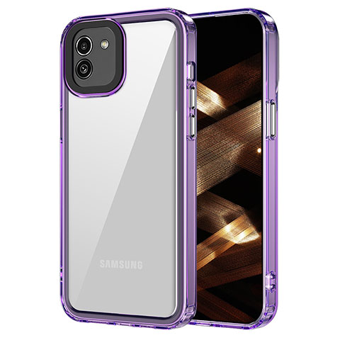 Silikon Schutzhülle Rahmen Tasche Hülle Durchsichtig Transparent AC1 für Samsung Galaxy A03 Helles Lila