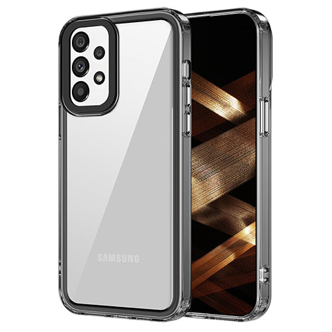 Silikon Schutzhülle Rahmen Tasche Hülle Durchsichtig Transparent AC1 für Samsung Galaxy A73 5G Schwarz