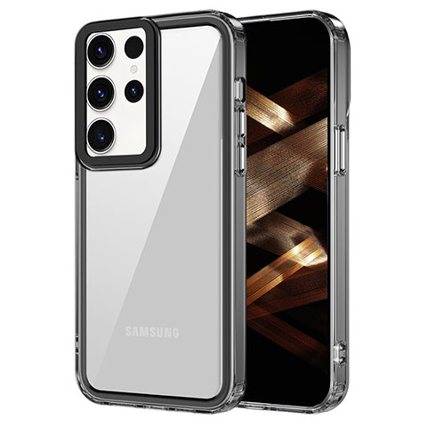 Silikon Schutzhülle Rahmen Tasche Hülle Durchsichtig Transparent AC1 für Samsung Galaxy S23 Ultra 5G Schwarz