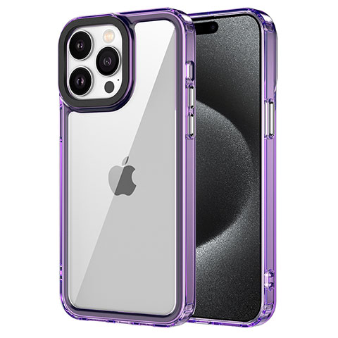 Silikon Schutzhülle Rahmen Tasche Hülle Durchsichtig Transparent AC2 für Apple iPhone 15 Pro Max Violett