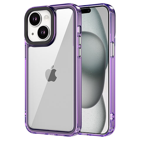 Silikon Schutzhülle Rahmen Tasche Hülle Durchsichtig Transparent AC2 für Apple iPhone 15 Violett