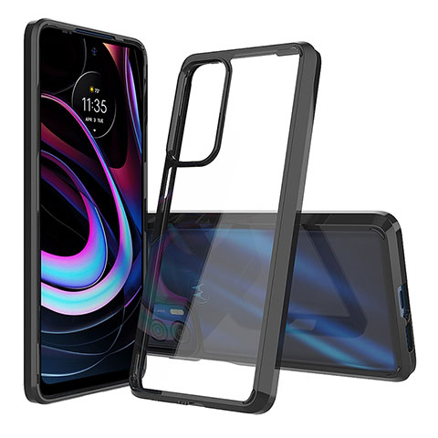 Silikon Schutzhülle Rahmen Tasche Hülle Durchsichtig Transparent für Motorola Moto Edge (2021) 5G Schwarz