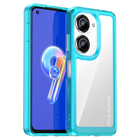 Silikon Schutzhülle Rahmen Tasche Hülle Durchsichtig Transparent J01S für Asus Zenfone 9 Cyan