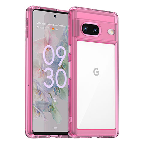 Silikon Schutzhülle Rahmen Tasche Hülle Durchsichtig Transparent J01S für Google Pixel 7 5G Pink