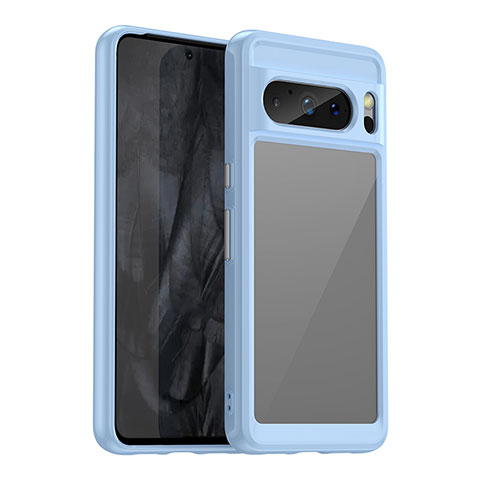 Silikon Schutzhülle Rahmen Tasche Hülle Durchsichtig Transparent J01S für Google Pixel 8 Pro 5G Hellblau