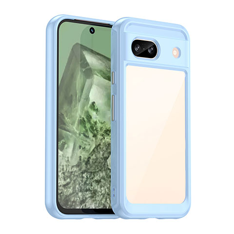 Silikon Schutzhülle Rahmen Tasche Hülle Durchsichtig Transparent J01S für Google Pixel 8a 5G Blau