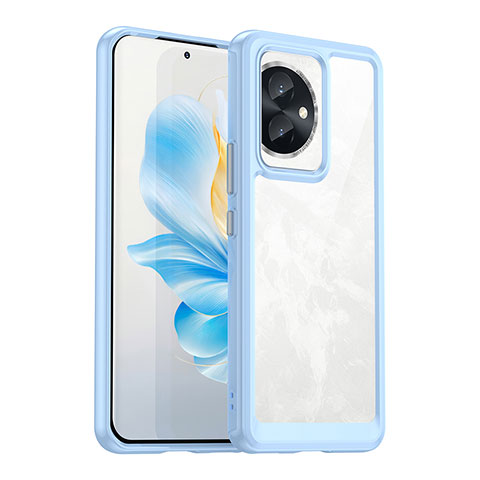 Silikon Schutzhülle Rahmen Tasche Hülle Durchsichtig Transparent J01S für Huawei Honor 100 5G Hellblau