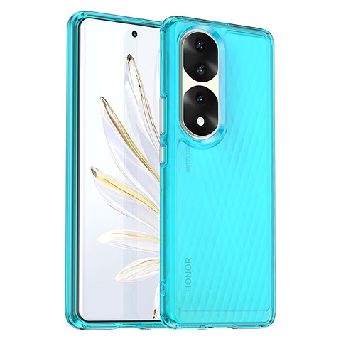 Silikon Schutzhülle Rahmen Tasche Hülle Durchsichtig Transparent J01S für Huawei Honor 70 Pro 5G Blau