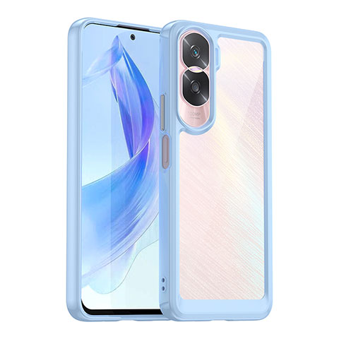 Silikon Schutzhülle Rahmen Tasche Hülle Durchsichtig Transparent J01S für Huawei Honor 90 Lite 5G Hellblau