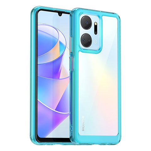 Silikon Schutzhülle Rahmen Tasche Hülle Durchsichtig Transparent J01S für Huawei Honor X7a Blau