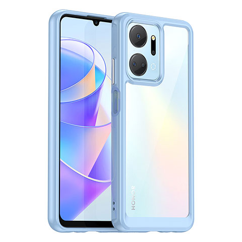 Silikon Schutzhülle Rahmen Tasche Hülle Durchsichtig Transparent J01S für Huawei Honor X7a Hellblau