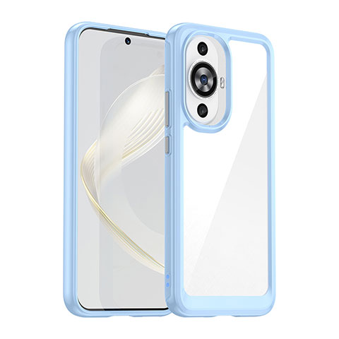 Silikon Schutzhülle Rahmen Tasche Hülle Durchsichtig Transparent J01S für Huawei Nova 11 Hellblau