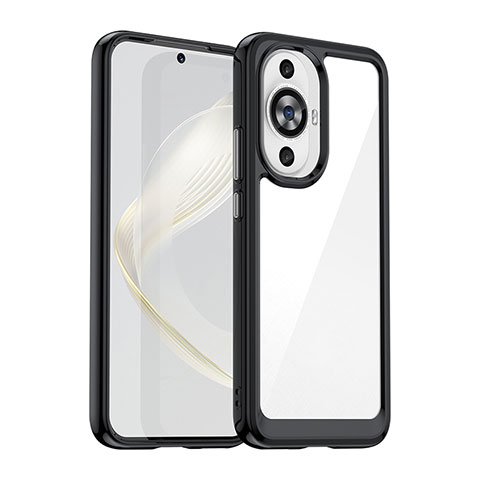 Silikon Schutzhülle Rahmen Tasche Hülle Durchsichtig Transparent J01S für Huawei Nova 11 Schwarz