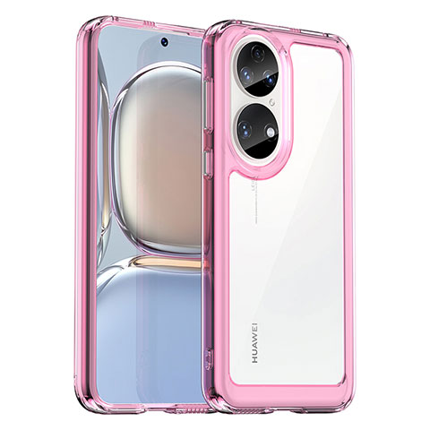 Silikon Schutzhülle Rahmen Tasche Hülle Durchsichtig Transparent J01S für Huawei P50 Pink