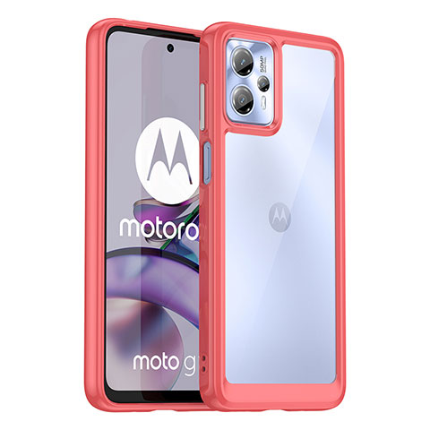 Silikon Schutzhülle Rahmen Tasche Hülle Durchsichtig Transparent J01S für Motorola Moto G13 Rot