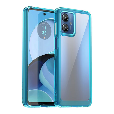 Silikon Schutzhülle Rahmen Tasche Hülle Durchsichtig Transparent J01S für Motorola Moto G14 Cyan