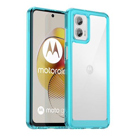 Silikon Schutzhülle Rahmen Tasche Hülle Durchsichtig Transparent J01S für Motorola Moto G73 5G Cyan