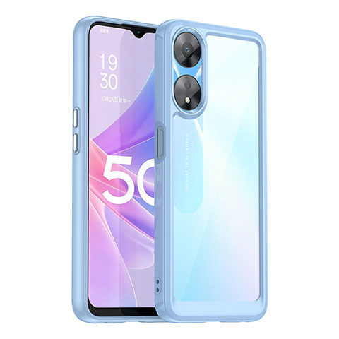 Silikon Schutzhülle Rahmen Tasche Hülle Durchsichtig Transparent J01S für Oppo A58 5G Blau