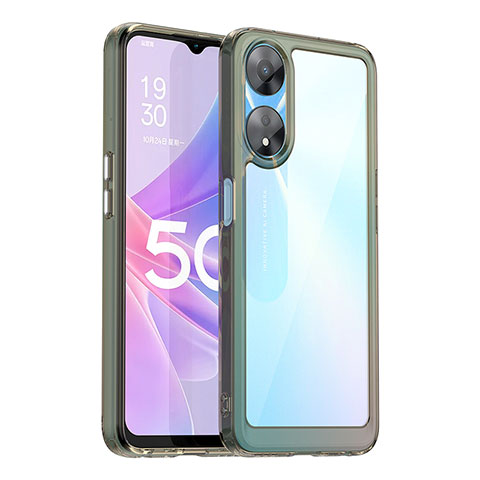 Silikon Schutzhülle Rahmen Tasche Hülle Durchsichtig Transparent J01S für Oppo A58 5G Grau