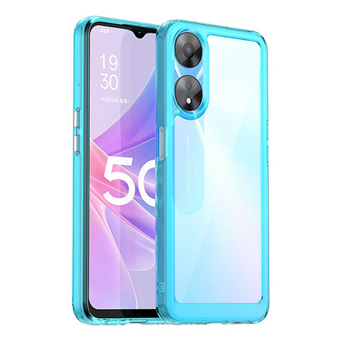 Silikon Schutzhülle Rahmen Tasche Hülle Durchsichtig Transparent J01S für Oppo A78 5G Cyan