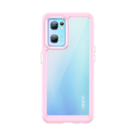 Silikon Schutzhülle Rahmen Tasche Hülle Durchsichtig Transparent J01S für Oppo Find X5 Lite 5G Rosa