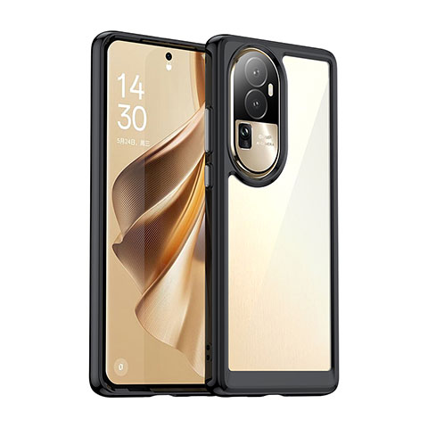 Silikon Schutzhülle Rahmen Tasche Hülle Durchsichtig Transparent J01S für Oppo Reno10 Pro+ Plus 5G Schwarz