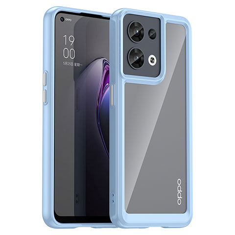 Silikon Schutzhülle Rahmen Tasche Hülle Durchsichtig Transparent J01S für Oppo Reno8 5G Blau