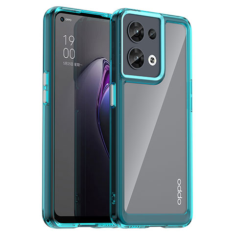 Silikon Schutzhülle Rahmen Tasche Hülle Durchsichtig Transparent J01S für Oppo Reno8 5G Cyan