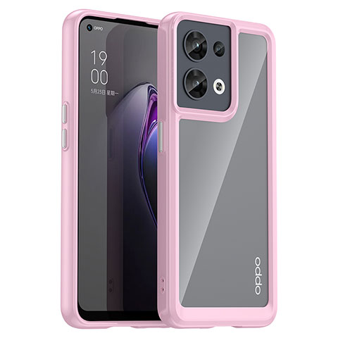 Silikon Schutzhülle Rahmen Tasche Hülle Durchsichtig Transparent J01S für Oppo Reno8 5G Rosa