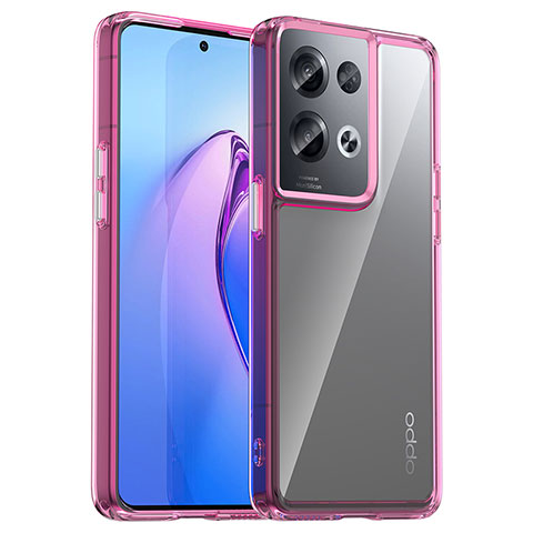 Silikon Schutzhülle Rahmen Tasche Hülle Durchsichtig Transparent J01S für Oppo Reno8 Pro 5G Helles Lila